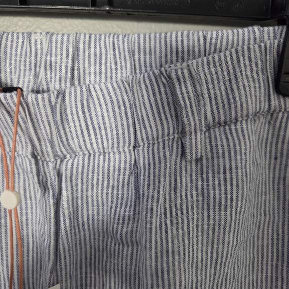 Quince Women's 100% Linen European Cropped Pinstripe Pants. Sz L Lagenlook - Picture 6 of 9